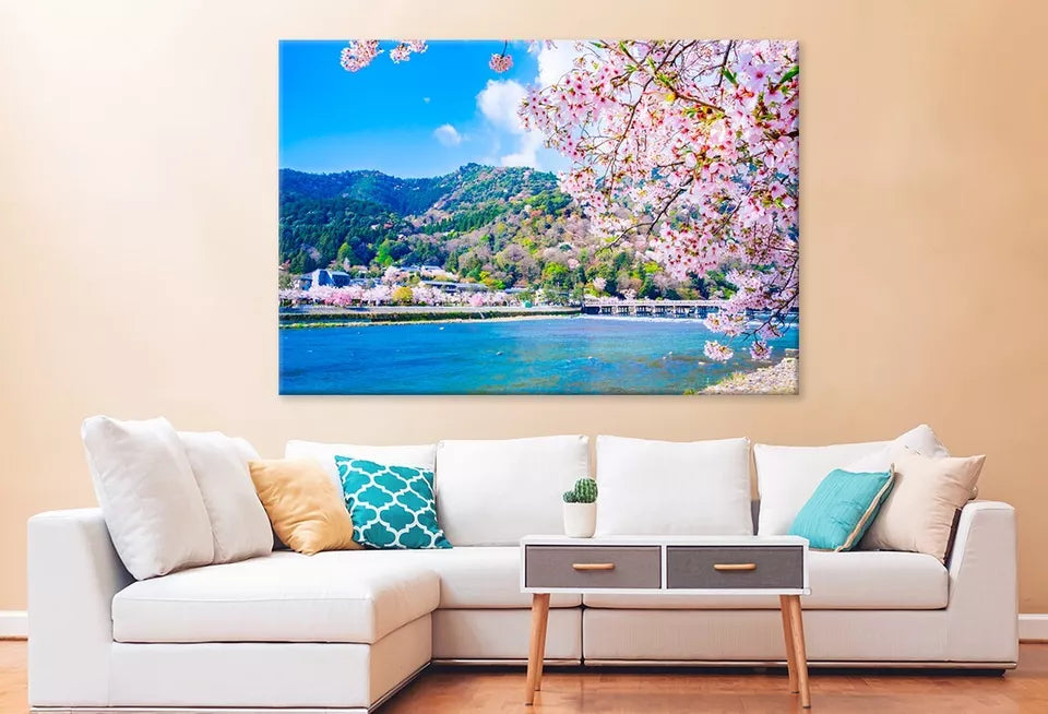 Bridge And Cherry Blossoms Wall Art Decor 100% Australian Made - Bella Home Decor