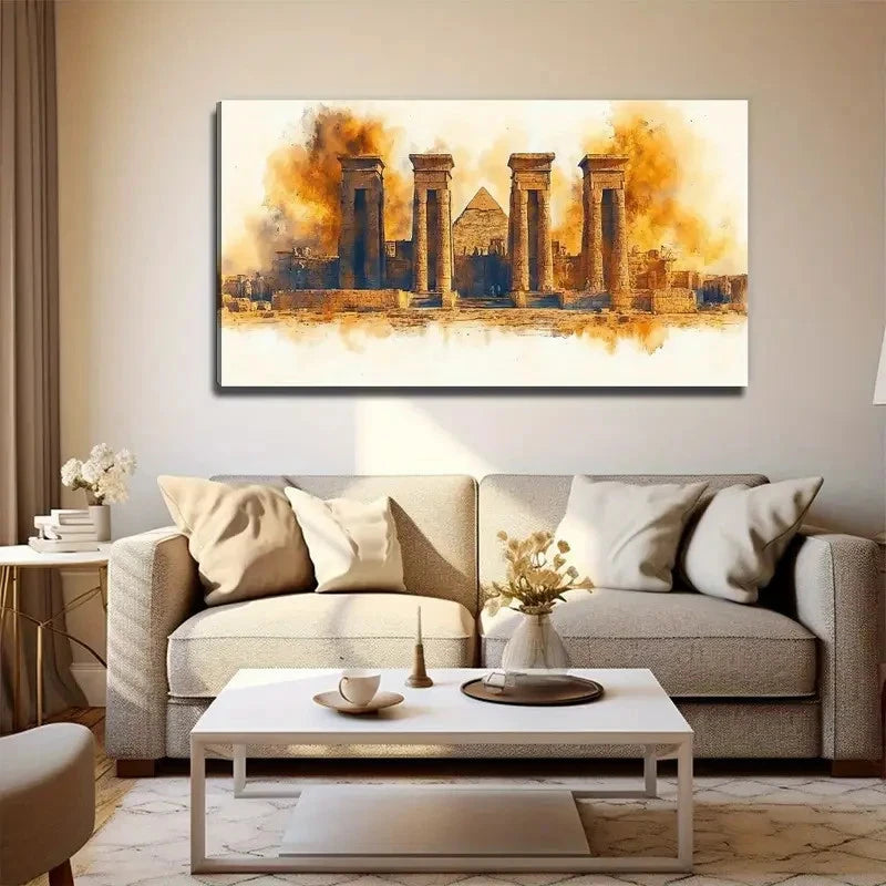 Egyptian Ancient Ruins Decor Wall Art Canvas Office Home Room Framed 120x60cm - Bella Home Decor