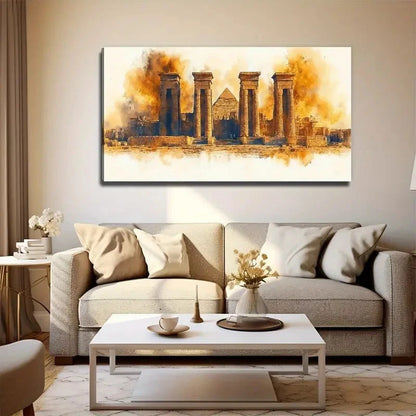 Egyptian Ancient Ruins Decor Wall Art Canvas Office Home Room Framed 120x60cm - Bella Home Decor