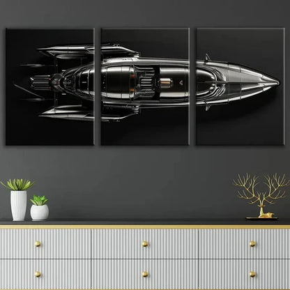3pcs Vintage Fashion Black Cool Aircraft Darks Wall Art Set Canvas Unframed - High Quality Print 100% Australian Made Wall Canvas