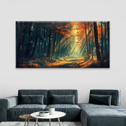 Sunshine & Golden Leaves Wall Art Canvas Office Home Room Framed 120x60cm