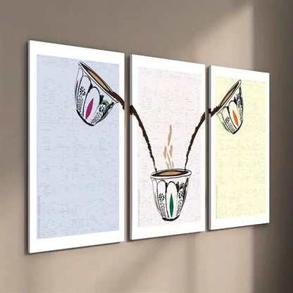 3pcs Colorful Coffee Cup Wall Art Set Canvas Unframed - High Quality Print 100% Australian Made Wall Canvas - Bella Home Decor