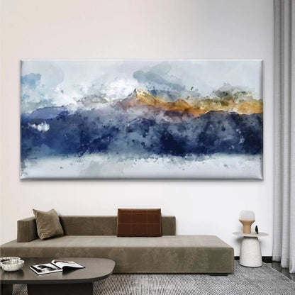 Blue & Green Abstract Nature Wall Art Canvas Office Home Room Framed 120x60cm