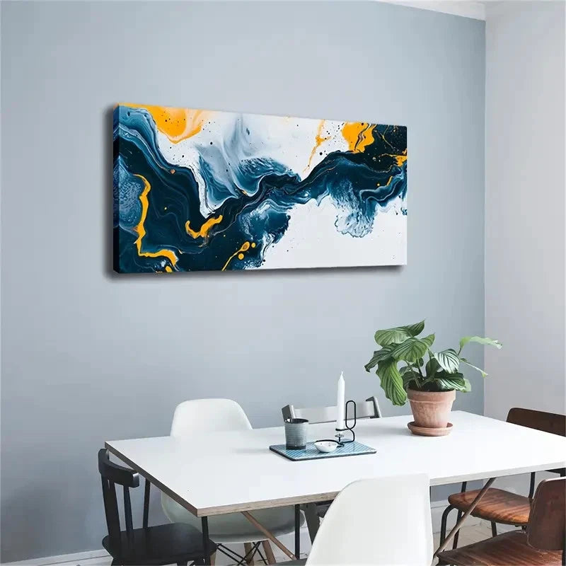 White Swirls Modern Minimalist Wall Art Canvas Office Home Room Framed 120x60cm