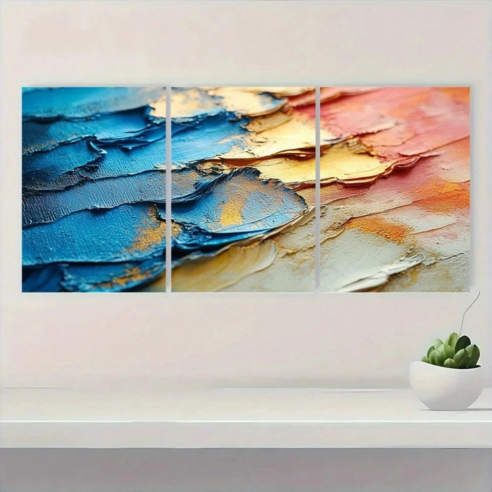 3pcs Abstract Textured Aesthetic Metal Print Ready to Hang Art