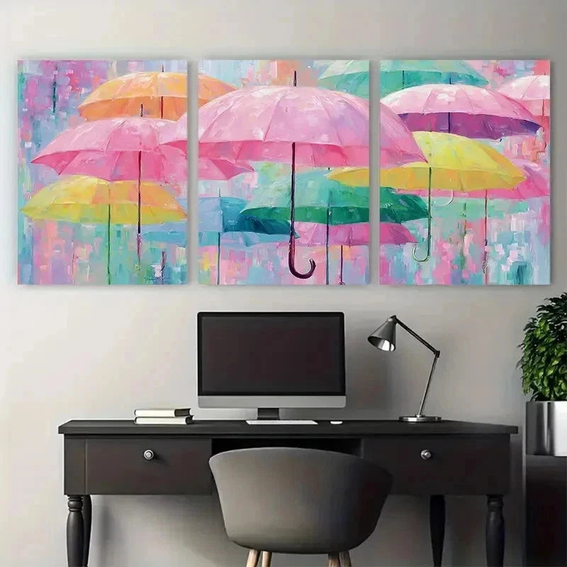 3pcs Pastel Escape Urban Street Perfect Wall Art Set Canvas Framed 50x70cm - High Quality Print 100% Australian Made Wall Canvas Ready to Hang
