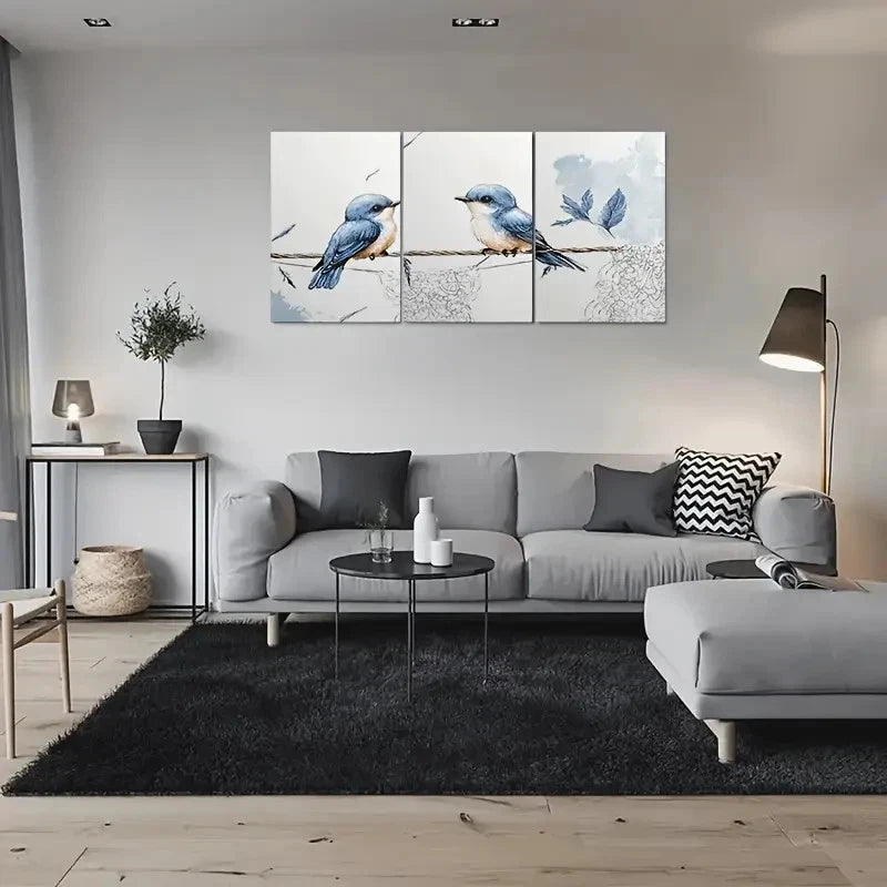 3pcs Bluebird Nature Inspired Metal Print Ready to Hang Art - Bella Home Decor
