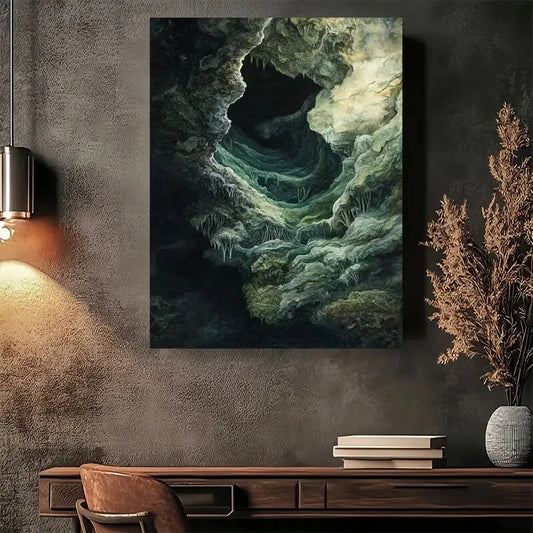 Beautiful Dark Cave Modern Vintage Painting 40x60cm Metal Print Ready to Hang