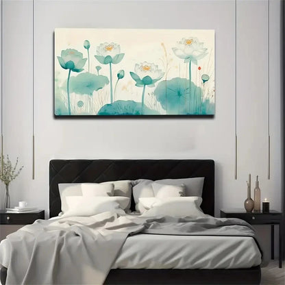 White For Lotus Wall Art Canvas Office Home Room Framed 120x60cm