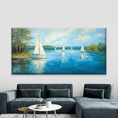 River with Reflections Wall Art Canvas Office Home Room Framed 120x60cm