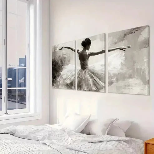 3pcs Elegance Decorative Ballerina White Tutu Canvas Unframed - High Quality Print 100% Australian Made Wall Canvas - Bella Home Decor