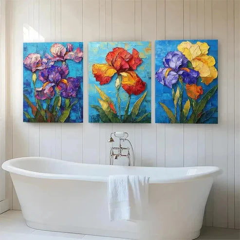 3pcs Botanical Floral Textured Flower Perfect Wall Art Canvas Unframed - High Quality Print 100% Australian Made Wall Canvas