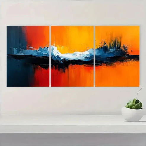 3pcs Colorful Aqua Blue Painting Decor A Wall Art Set Canvas Unframed - High Quality Print 100% Australian Made Wall Canvas - Bella Home Decor