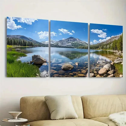 3pcs Tioga Lake California Wall Art Set Canvas Unframed - High Quality Print 100% Australian Made Wall Canvas - Bella Home Decor
