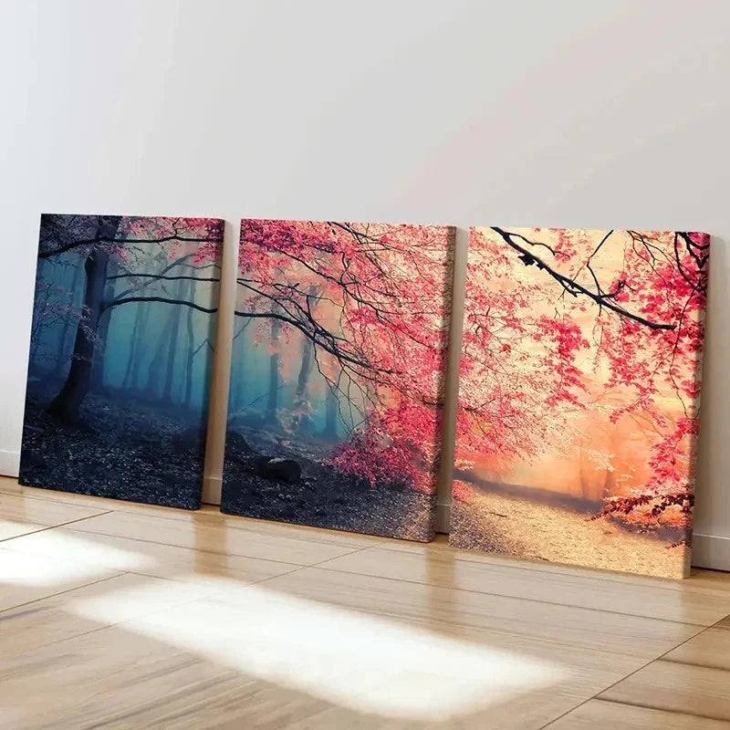 3pcs Nature Landscape Cherry Blossom Tree Wall Art Set Canvas Framed 60x90cm - High Quality Print 100% Australian Made Wall Canvas Ready to Hang