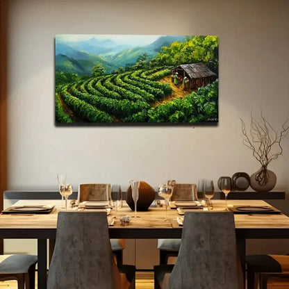 Rustic Tea Garden House Décor Wall Art Canvas Office Home Room Framed 120x60cm