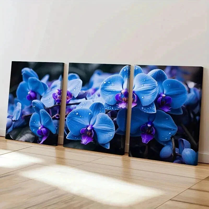 3pcs Dewy Flowers Modern Decoration Wall Art Set Canvas Framed 40x60cm - High Quality Print 100% Australian Made Wall Canvas Ready to Hang