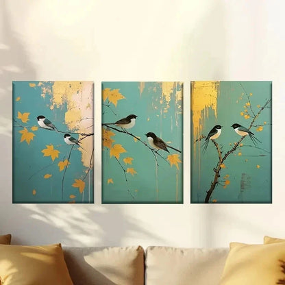 3pcs Modern Nordic style with birds Wall Art Set Canvas Framed 50x70cm - High Quality Print 100% Australian Made Wall Canvas Ready to Hang