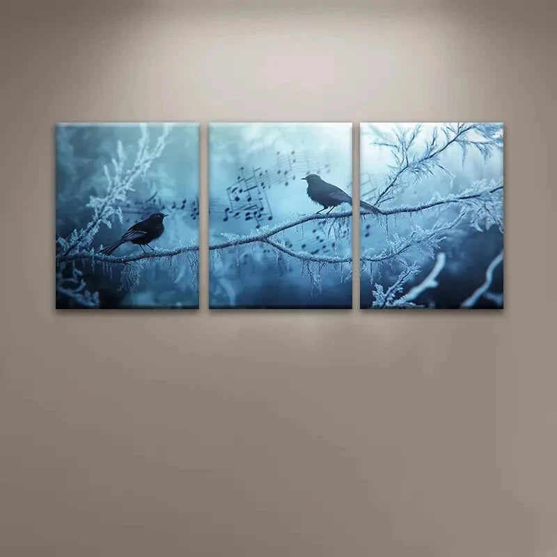 3pcs Dreamy Music Tree with Birds Metal Print Ready to Hang Art - Bella Home Decor