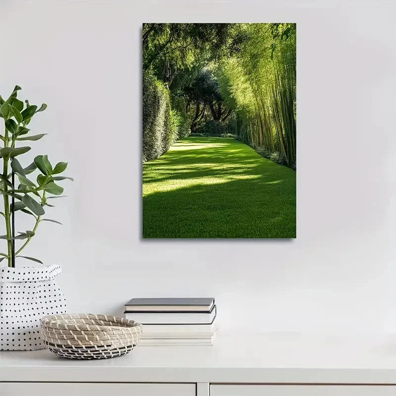 Emerald Bamboo Grass Lawn Painting 40x60cm Metal Print Ready to Hang