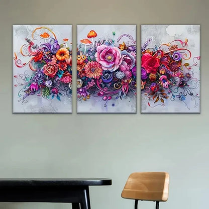 3pcs Colorful flowers and butterflies Wall Art Set Canvas Unframed - High Quality Print 100% Australian Made Wall Canvas - Bella Home Decor