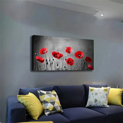 Grey Scenery Bright Flowers Wall Art canvas office home room framed 120x60cm - Bella Home Decor