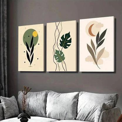 3pcs Modern Abstract Leaf Nature Botanical Wall Art Set Canvas Framed 50x70cm - High Quality Print 100% Australian Made Wall Canvas Ready to Hang