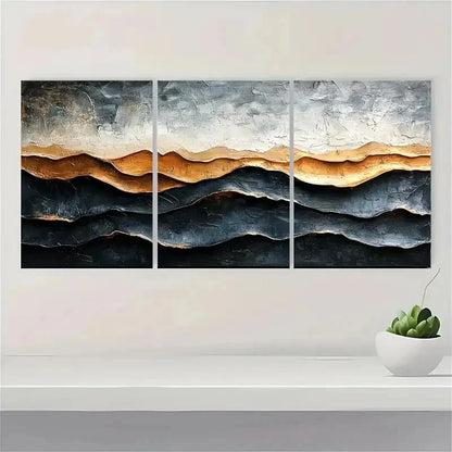 3pcs Brown Abstract Texture Art ZX   Wall Art Set Canvas Framed 50x70cm - High Quality Print 100% Australian Made Wall Canvas Ready to Hang - Bella Home Decor