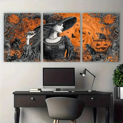 3pcs Vintage Halloween Witch Dark Trendy Perfect Wall Art Canvas Unframed - High Quality Print 100% Australian Made Wall Canvas