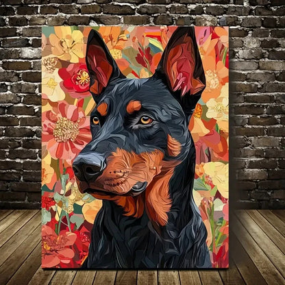 Beautiful Beauceron Dog Measuring Painting 40x60cm Metal Print Ready to Hang - Bella Home Decor