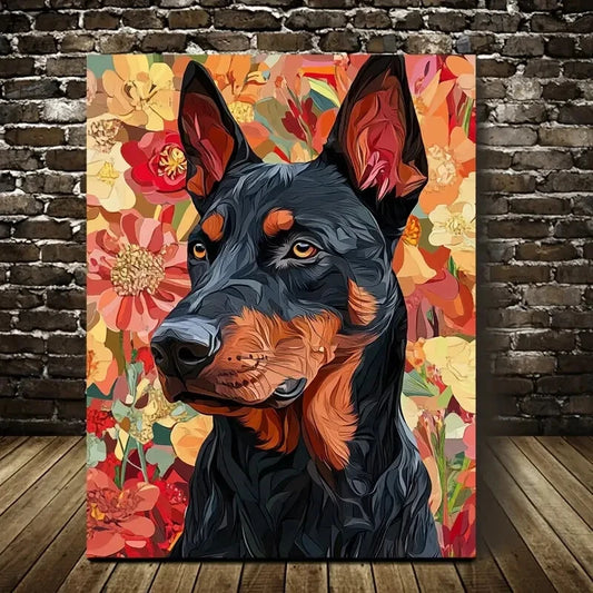 Beautiful Beauceron Dog Measuring Painting 40x60cm Metal Print Ready to Hang - Bella Home Decor