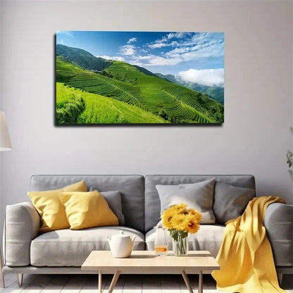 Green Mountain Spring Wall Art Canvas Office Home Room Framed 120x60cm