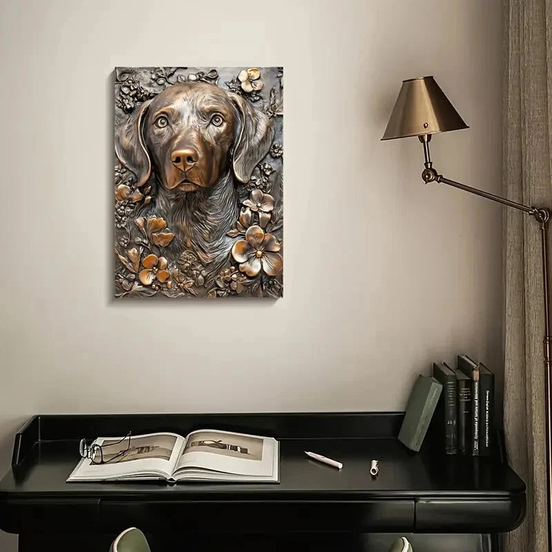 Featuring a Silver Lab Love Design Painting 40x60cm Metal Print Ready to Hang - Bella Home Decor