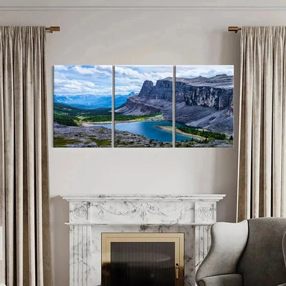 3pcs Vibrant Mountain Canyon Lake & Valley Wall Art Set Canvas Framed 40x60cm - High Quality Print 100% Australian Made Wall Canvas Ready to Hang