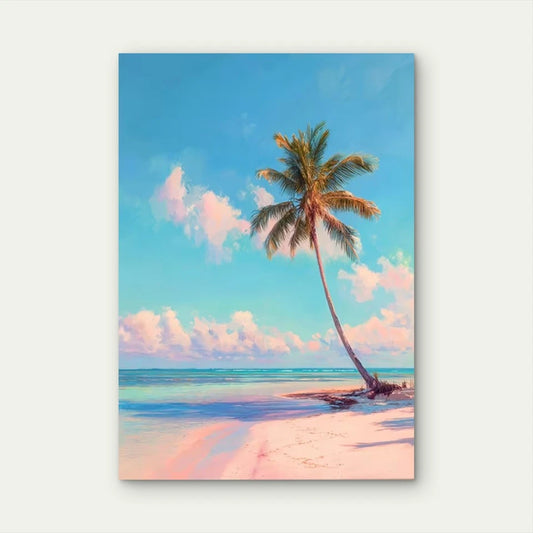 Serene Palm Tree Coastal Tropical Beach  60x90cm Metal Print Ready to Hang