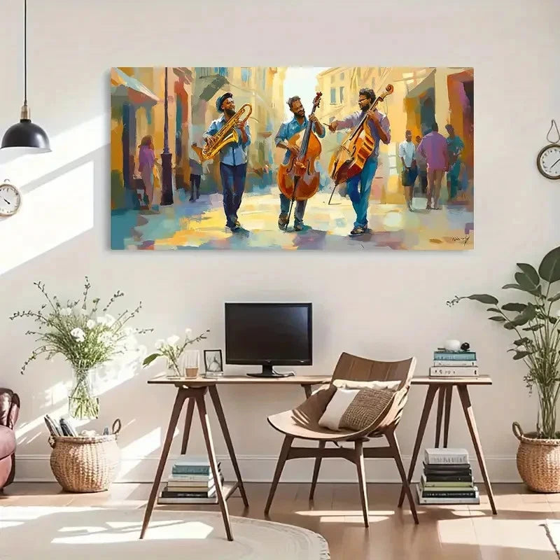 Cartoon Landscape Theme Wall Art Canvas Office Home Room Framed 120x60cm - Bella Home Decor