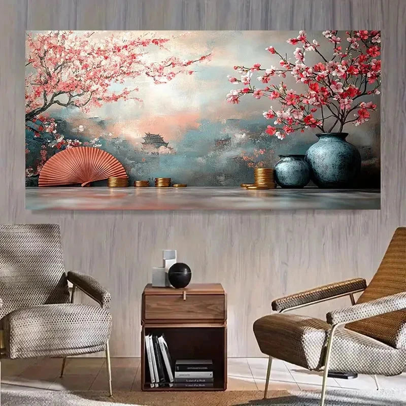Ceramic Ornaments Blossoms Wall Art Canvas Office Home Room Framed 120x60cm