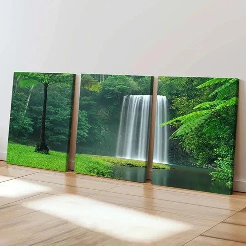 3pcs Mountains Lakes and Waterfall Decor Wall Art Canvas Unframed – High Quality Print 100% Australian Made Wall Canvas