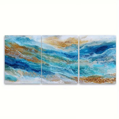 3pcs Golden Sky Sunset Ocean Metal Print Ready to Hang Art - Bella Home Decor