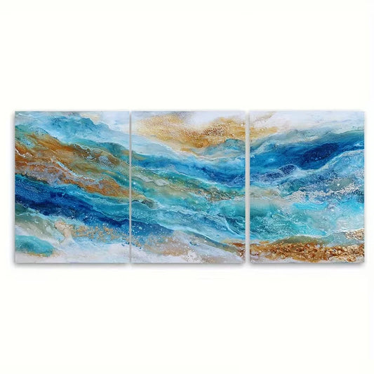 3pcs Golden Sky Sunset Ocean Metal Print Ready to Hang Art