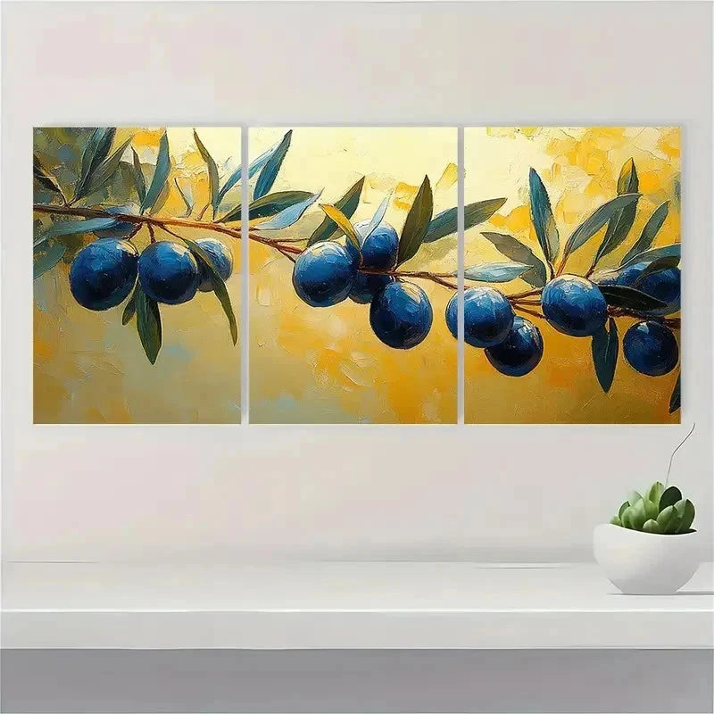 3pcs Botanical Art Olive Tree ju  Wall Art Set Canvas Framed 50x70cm - High Quality Print 100% Australian Made Wall Canvas Ready to Hang - Bella Home Decor