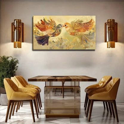 Bird Couple Artwork Measuring Wall Art Canvas Office Home Room Framed 120x60cm