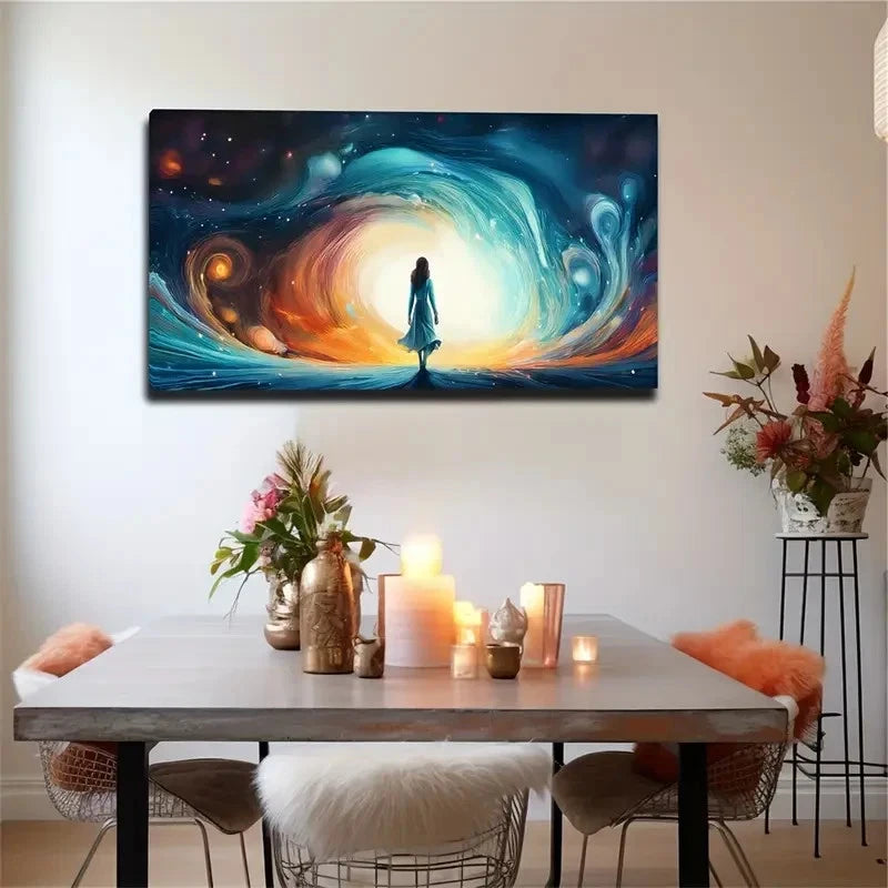 Cosmic Galaxy Stars Vibrant Wall Art Canvas Office Home Room Framed 120x60cm