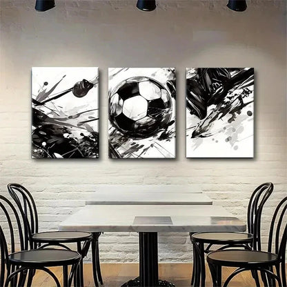 3pcs Abstract Football Dynamic Game Perfect Wall Art Set Canvas Framed 60x90cm - High Quality Print 100% Australian Made Wall Canvas Ready to Hang