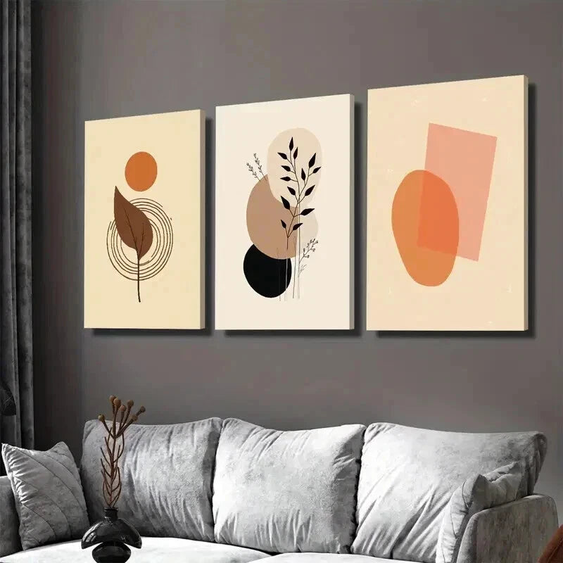 3pcs Modern Abstract Minimalist Botanical Wall Art Set Canvas Framed 50x70cm - High Quality Print 100% Australian Made Wall Canvas Ready to Hang