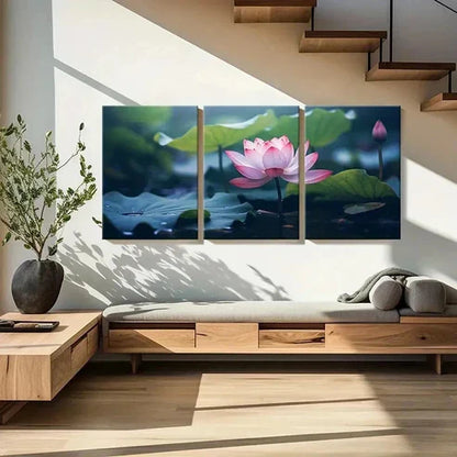 3pcs Serene for Lotus Flower & Water Lilies Wall Art Canvas Unframed - High Quality Print 100% Australian Made Wall Canvas