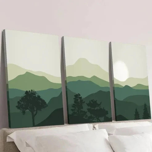 3pcs Abstract Natural Mountains Landscape  Wall Art Set Canvas Unframed - High Quality Print 100% Australian Made Wall Canvas - Bella Home Decor