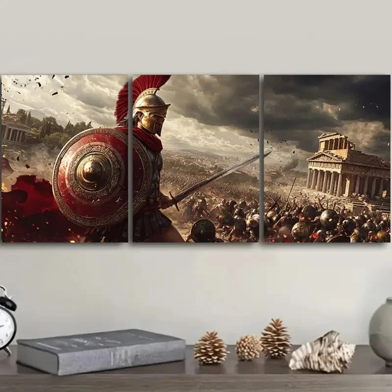 3pcs The Last Stand Of The Spartan painting  Wall Art Set Canvas Framed 40x60cm - High Quality Print 100% Australian Made Wall Canvas Ready to Hang