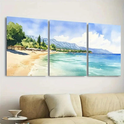3pcs Zlatni Rat Croatia Wall Art Set Canvas Framed 60x90cm - High Quality Print 100% Australian Made Wall Canvas Ready to Hang - Bella Home Decor
