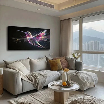 Colorful Feathered Bird in Mid Wall Art Canvas Office Home Room Framed 120x60cm - Bella Home Decor